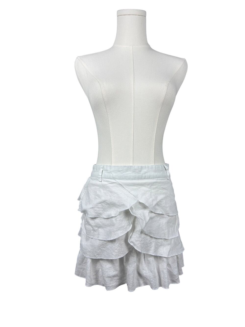 Wet Seal Deadstock White Tiered Ruffle Cotton Tulip A Line Mini Skirt XS